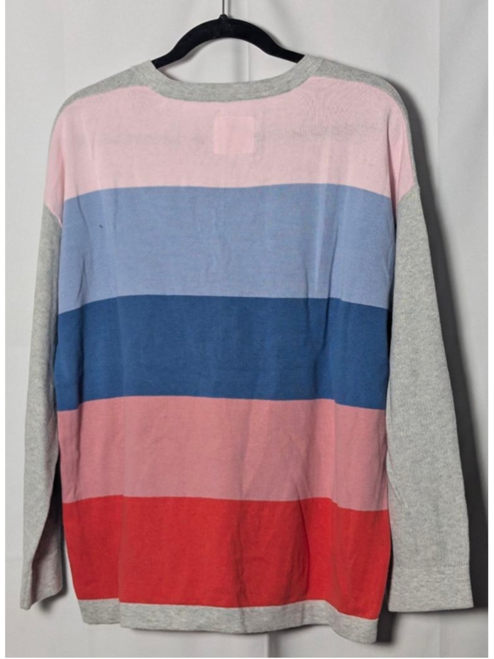 Line 7 Colorblock Sweater Pink Blue Red Gray Crewneck Size Large - Picture 2 of 3